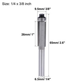 uxcell Router Bit 1/4" Shank 3/8" Cutting Dia 20mm Depth Flush Trim Bit with Bearing 2 Flutes Carbide for Woodworking Carpentry Milling Cutter Tool 2pcs
