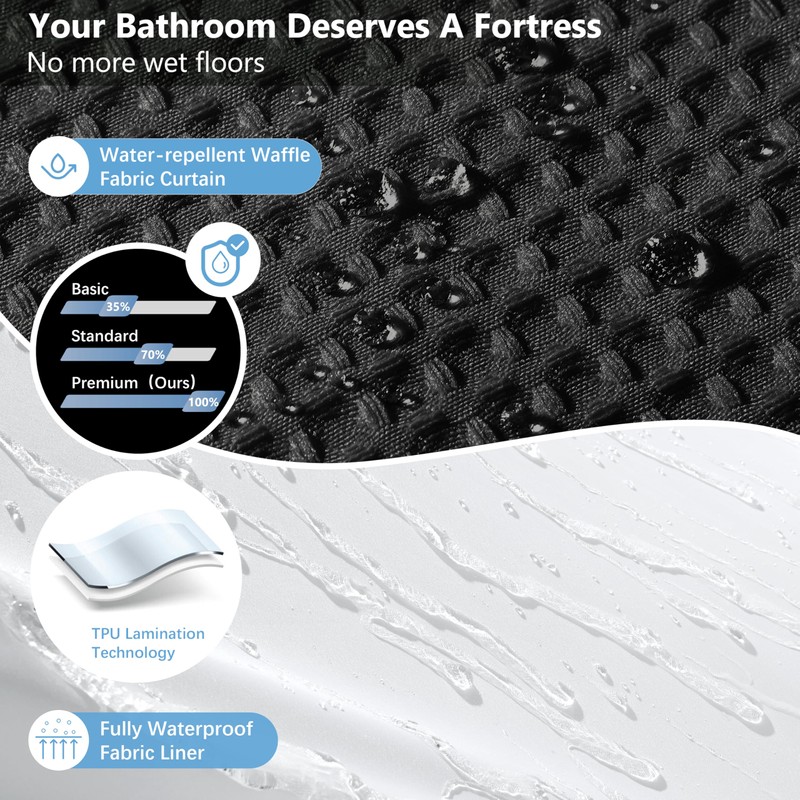 VANZAVANZU Luxury 3 in 1 Shower Curtain Set 3D Textured