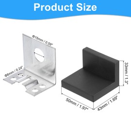 uxcell 8 Pcs 90 Degree Plastic Corner Braces, 43x50x33mm Shelf Right Angle Brackets with Screws for Cabinets Cupboards, Black