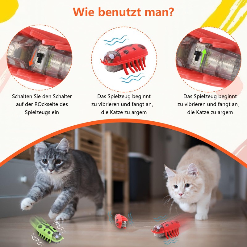 Mini Beetle, Pack of 2 Beetle Cat Toy, Electric Beetle