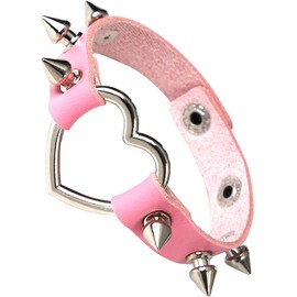 Manfnee Leather Studded Bracelet Punk Spike Rivet Cuff Metal Wristband for Men Women Adjustable