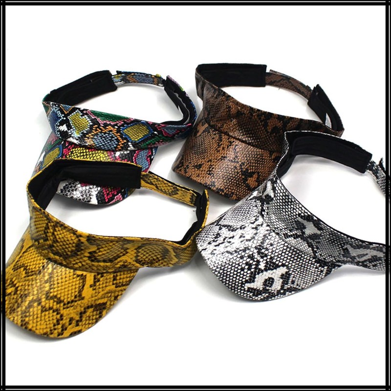 White Fang CZ307 Women's Sun Visor, Python Pattern, Golf, Running,