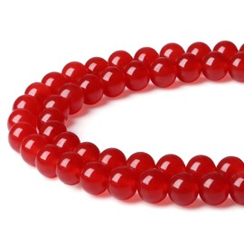 LAIDANLA Red Carnelian 8mm Natural Stone Beads Round Loose Gemstone Stone Beads for DIY Bracelet Necklace Earrings Jewelry Making Polishing Genuine Real Stone Beading Crystal 96PCS 2 Strand 32"