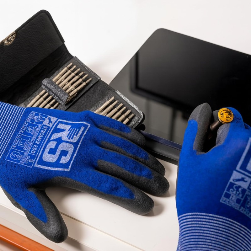 RS Stromer ESD Antistatic Gloves, 1 Pair, Size 8, Electronic