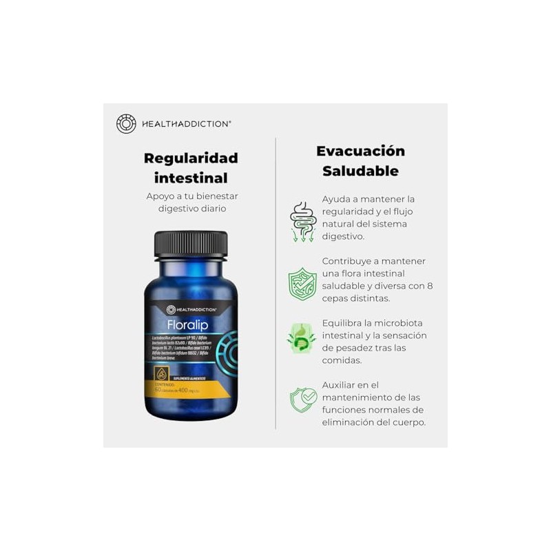 Healthaddiction Floralip Probióticos Colesterol Apoyo Digestivo Salud Cardiovascular Equilibrio Triglicéridos