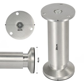 Lospitch Set of 4 Aluminium Furniture Feet, Height 200 mm, Load Capacity up to 250 kg, Round Cabinet Feet, Table Foot, Sofa Foot, Furniture Legs, for Furniture, Kitchen Cabinets, Height Adjustable 15