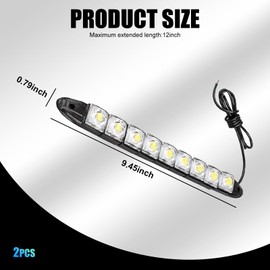 jokormo 2 PCS LED Car Daytime Running Strip Lights Kit, Super Bright IP67 Waterproof Vehicle Fog Lamp, Universal 12V Flexible High Power Automotive Clearance Light for Truck SUV Car (White)