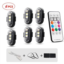 RGB Led Aircraft Strobe lights Motorcycle Lights LED Flash Position Wireless Light Aircraft Airplane Helicopter Warning Lights:_6PC