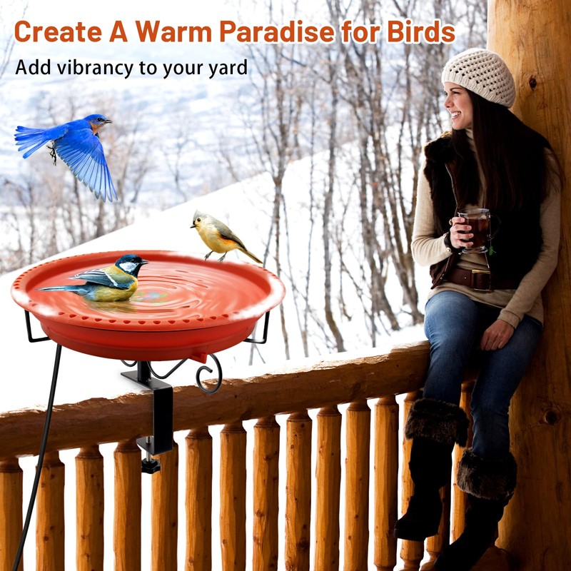 Lovppy Heated Bird Baths for Outdoors for Winter, 100W Heated