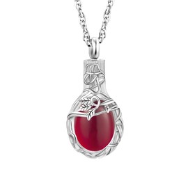 Tree of Life Urn Necklace for Ashes Teardrop Cremation Jewelry with Crystal Love Memorial Jewelry Ash Holder Birthstone Necklaces for Ashes Remembrance Funeral Pendant