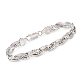 Ross-Simons Italian Sterling Silver Braided Bracelet. 7 inches