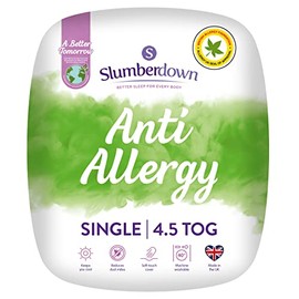 Slumberdown Anti Allergy Single Duvet - 4.5 Tog Lightweight Cool Summer Quilt for Night Sweats - Anti Bacterial, Soft Touch Cover, Hypoallergenic, Machine Washable, Size (135cm x 200cm)
