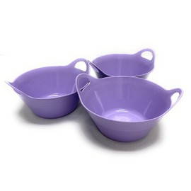 Mintra Home Plastic Bowls with Handles (Lavender, 970ml Small 3pk)