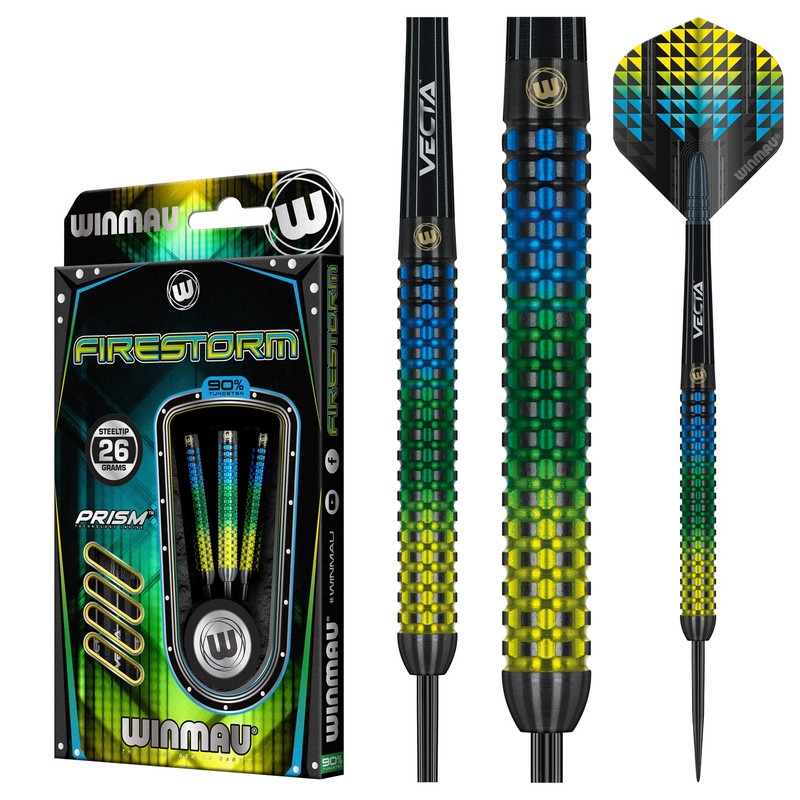 WINMAU Firestorm 26 gram Tungsten Darts Set with Flights and