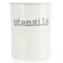 COM-FOUR® Kitchen Utensil Holder - Metal Cooking Spoon Stand - Metal Tin as Cutlery Holder - Industrial Design Cutlery Basket - Utensil Holder - Writing Utensil Storage (01 Pieces Cream)