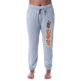 Scooby-Doo Womens' Scooby Character Logo Icon Sleep Jogger Pajama Pants (Medium) Grey