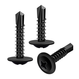 weideer 100pcs #8 Self Drilling Screws Self Tapping Tek Screws Assortment Kit Black Oxide Truss Head Sheet Metal Screws 410 Stainless Steel (1/2" 50pcs+3/4" 50pcs) K-055-100P