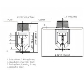 200℉(93℃) Fire Sprinkler Head Pendent Spray - FM Approved & UL Listed 1/2" NPT 200℉(93℃) K=5.6 (K80/metric) Standard Response for Automatic Fire Sprinkler System (6, Chorme)