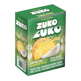 Zuko PIÑA COLADA 8 sobres, cada uno rinde 2 litros