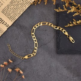 FANCIBAND Bracelet Men Women Silver 14k Gold Figaro Couple Bracelet Adjustable Gifts for Men and Women Gift Birthday Christmas Anniversary Valentine's Day, Stainless Steel, No gemstone