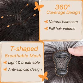 Air Hair Bangs, Darkest Brown Clip on Bangs Wispy Fringe with Temples Hairpieces for Women Curved for Daily Wear (Light Brown)