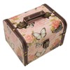 Treasure Chest Box Pink Butterfly Pattern Exquisite Retro Wooden PU