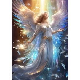 BOWETILE 5D Diamond Painting Pictures Angel, Pure White Angel Diamond Painting Set for Adults and Children, Complete DIY Diamond Art Painting Embroidery Set for Cross Stitch Pictures, Home Decor, 30 x