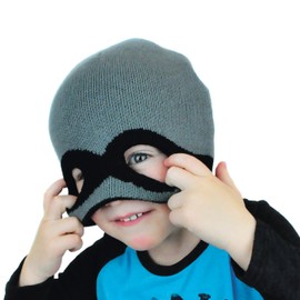 Boys Knit Bandit Mask Beanie - Warm kids ski snowboard winter fun cute Christmas