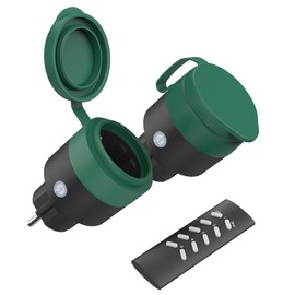 SEC 24 Radio Sockets with Remote Control Outdoor, Switchable Radio Socket Set for Outdoor Use, 2 Sockets with Remote Control for Holiday Decoration Outdoor, IP44, 3680 W