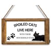 Mdulftar Cute Black Cat Welcome Door Sign Spoiled Cats And