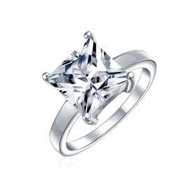 Bling Jewelry Sterling Silver CZ Princess Cut Solitaire Engagement Ring