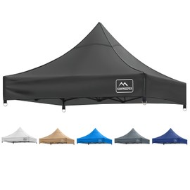 KAMPKEEPER Canopy Replacement Top, 10 x 10 Pop Up Canopy Top Cover for Canopy Straight Leg Tent,PU-Coated 500D Polyester,UP F50+ UV Protection,Flame Resistant and Waterproof(Top Only) (Black)