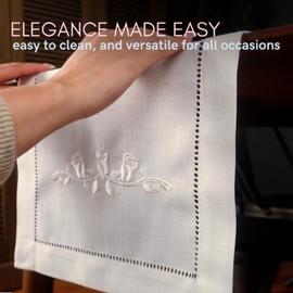 White Rose Embroidered Table Runner - Elegant Dresser Scarf for Bedrooms and Dining Tables, Machine Washable, Perfect for Rustic Farmhouse or Communion Decor (13 x 72 Inches Long)