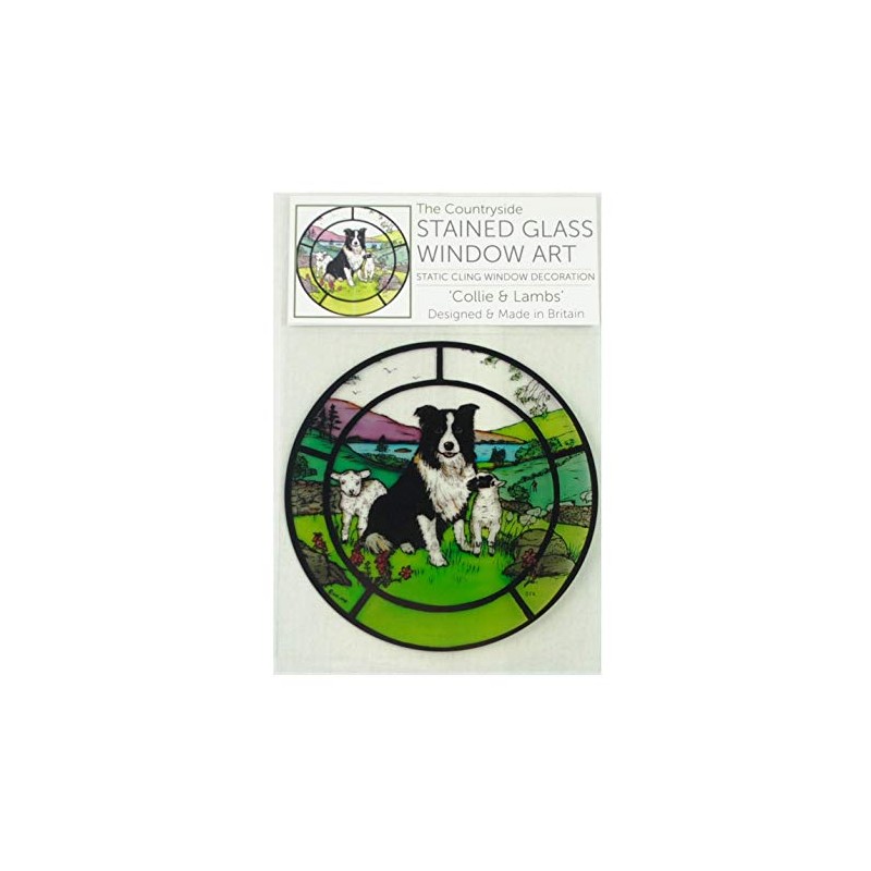 HENSITA Static Window Cling in a Collie Dog & Lambs