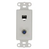 Leviton Decora Insert, 6P4C + F-Connector, Screw Terminals, 40659-W, White