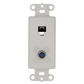 Leviton Decora Insert, 6P4C + F-Connector, Screw Terminals, 40659-W, White