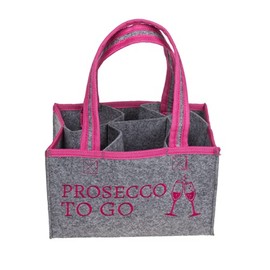 mucHome Prosecco To Go Women's Felt Handbag for 6 Bottles Bottle Carrier Storage Bag Grey, gray, Bottle bag