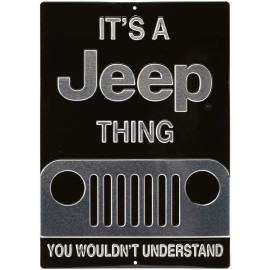 Jeep It's A Jeep Thing... Black Silver Chrome Embossed Metal Sign CJ Wrangler NEW H11