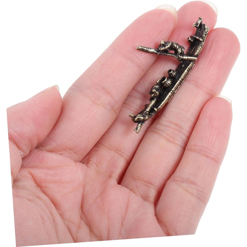 Veloshine Miniature Brass Fishing Boat Figurine Decorative Boat Model for