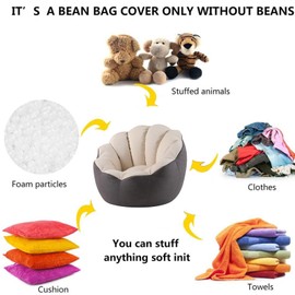 HWOEK Bean Bag Chair Cover +Footstool Cover Petal-Shaped (No Beans) Sofa Lazy Sack for Kids, Adults, Couples - Bean Bag Chair,Pink,XL