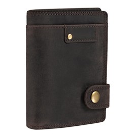 STILORD 'Milo' Vintage Men's Classic Wallet with Press Stud, Genuine Leather, Dark - Brown, coin purse