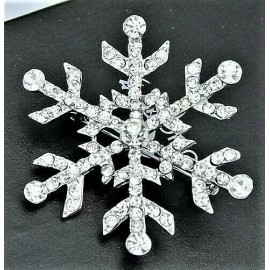 Unbranded Holiday WHITE Star SNOWFLAKE Rhinestone Vintage Inspire Christmas Brooch Qy+2 st