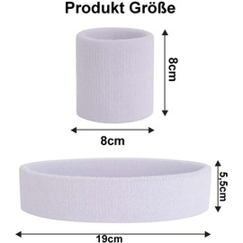 Hatstar 3-Piece Sweatband Set, Sweatbands for Wrist and Head, Headband for Men and Women (White)