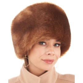 Futrzane Siberian Cossack Hat - Russian Fur Hats for Women - Fluffy Winter Hat (M, Bronze Siberian)