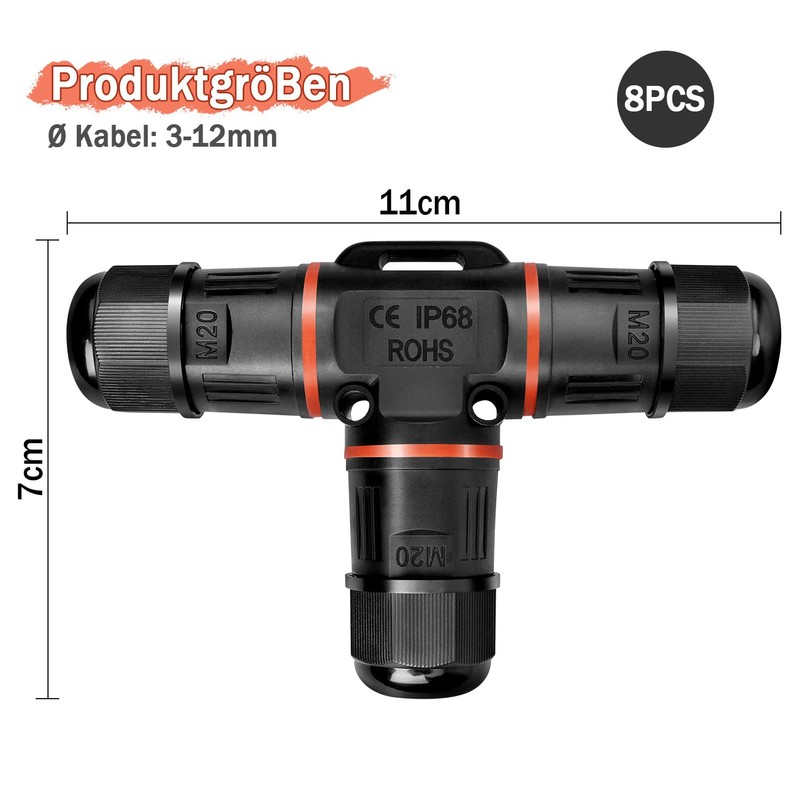 Cable Connector Waterproof 3-Pin Underground Cable Connector Waterproof Cable Sleeve