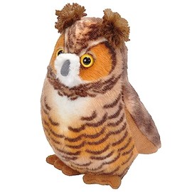 Wild Republic Audubon Birds Great Horned Owl with Authentic Bird Sound, Stuffed Animal, Bird Toys for Kids and Birders