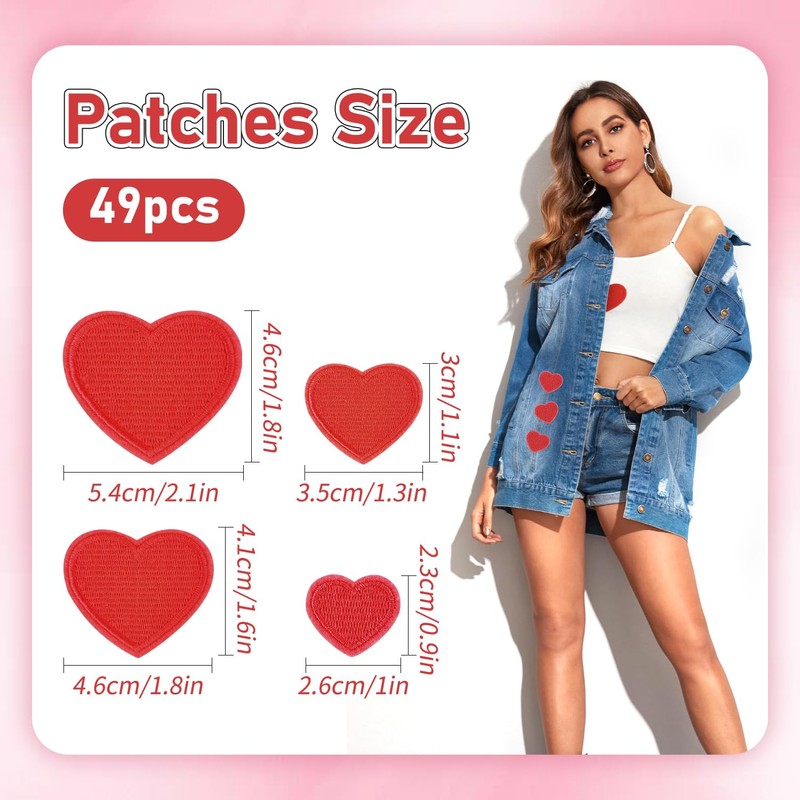 GYGYL - 48 parches para planchar en forma de corazón,