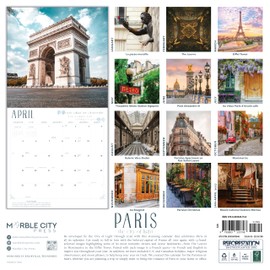 Paris Calendar 2026 | City of Lights | 12" x 24" Parisian Travel Wall Calendar 12 Month | Marble City Press | World Traveler Notre Dame Louvre Montmartre Parisienne | 2026-2027 Calendar