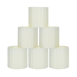 LAMPWELL LUCIE Clip-on Chandelier Lamp Shades,Set of 6,Small Drum,5.2"×5.2"×H5.2", Fabric Ribbon,Handmade,Modern Decorative,ONLY FOR CANDLE BULB,Beige