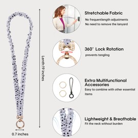 Scrunchie Teacher Lanyard for ID Badges and Keys – Cute Stretchy Lanyard with Retractable Keychain Holder & ID Card Holder for Women, Teachers, Nurses, and Cruise Staff